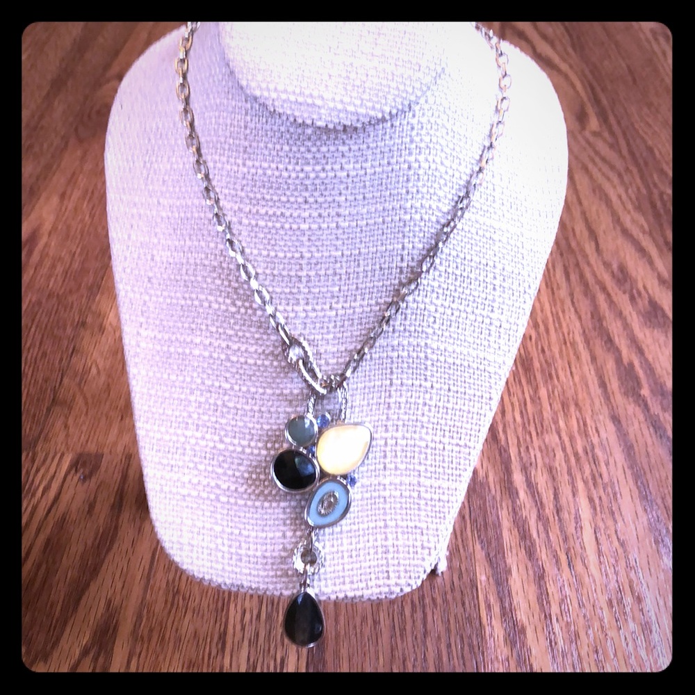 Lia Sophia sliver stone statement necklace